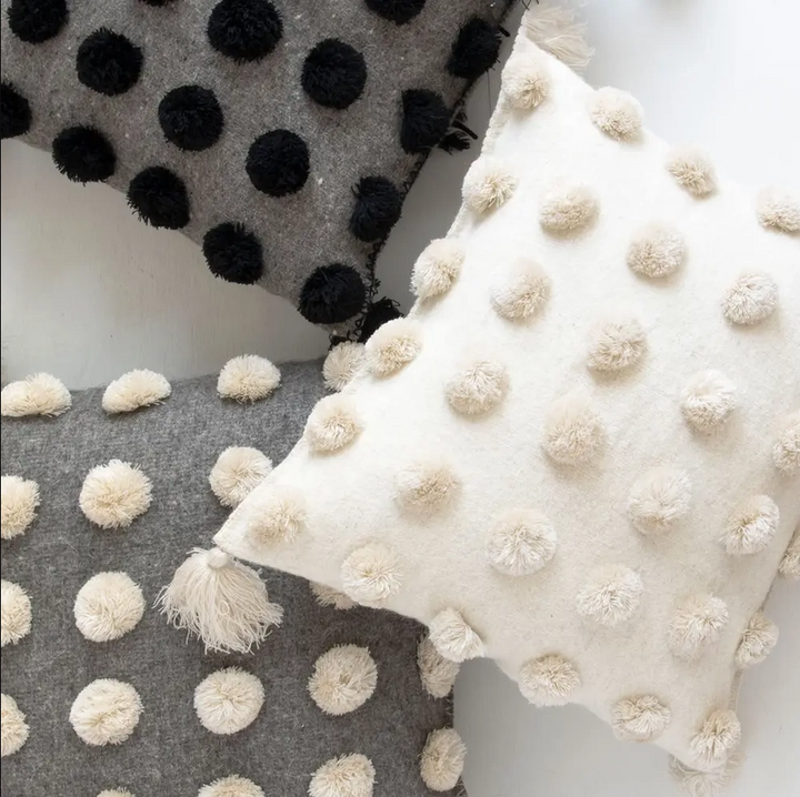 Ula Pom Pom Pillow - Natural - 13 Hub Lane   |  Wool Pillows