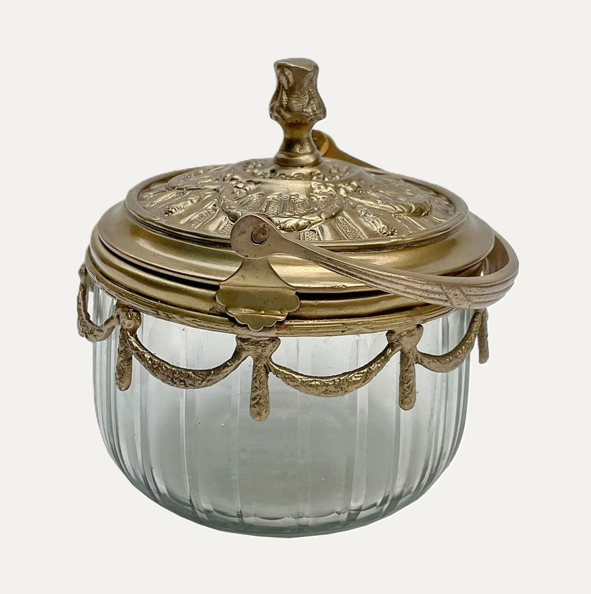 Antique Gold Vanity Jar with Handle - 13 Hub Lane   |  