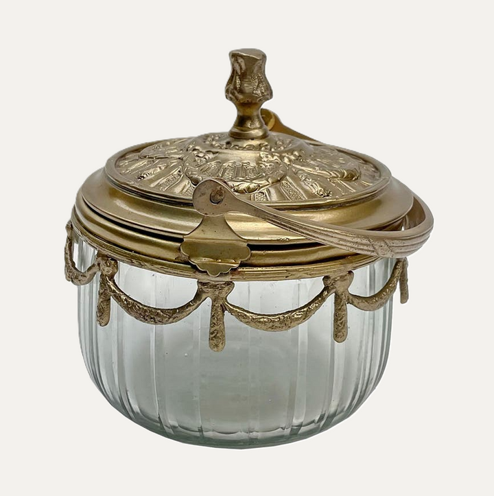 Antique Gold Vanity Jar with Handle - 13 Hub Lane   |  