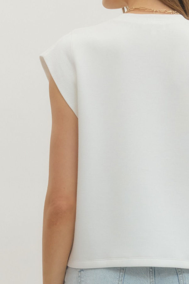 Cap Sleeve Crew Top, Off-White - 13 Hub Lane   |  Cap Sleeve Tees