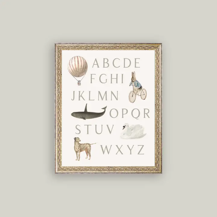 Alphabet with Vintage Art - 13 Hub Lane   |  Small Wall Art