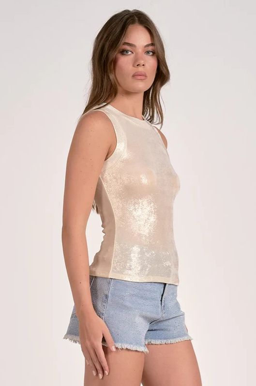 Glitter Tank Top, White