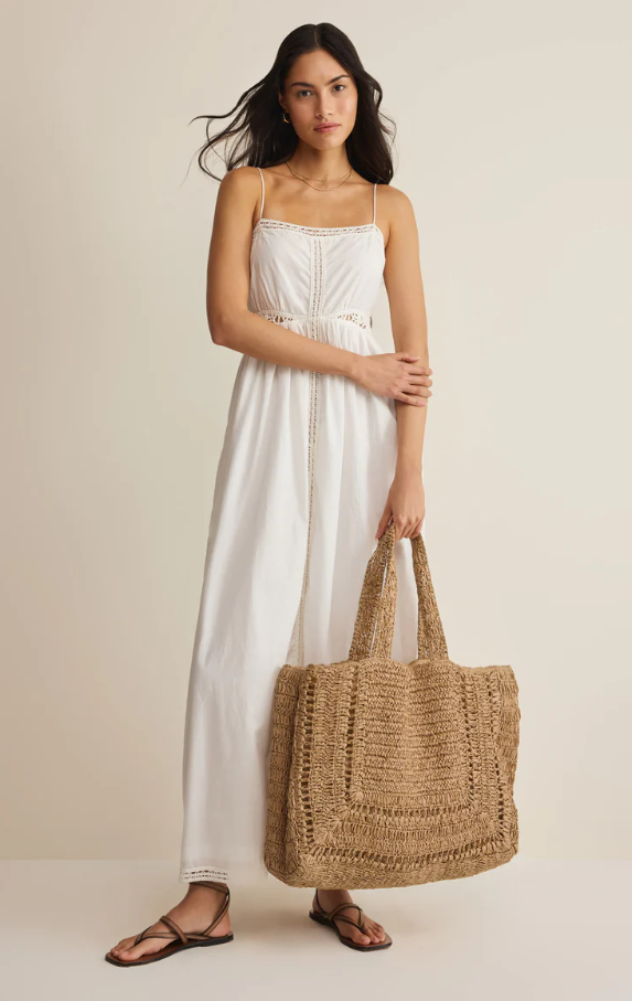 Hideaway Raffia Tote, Natural