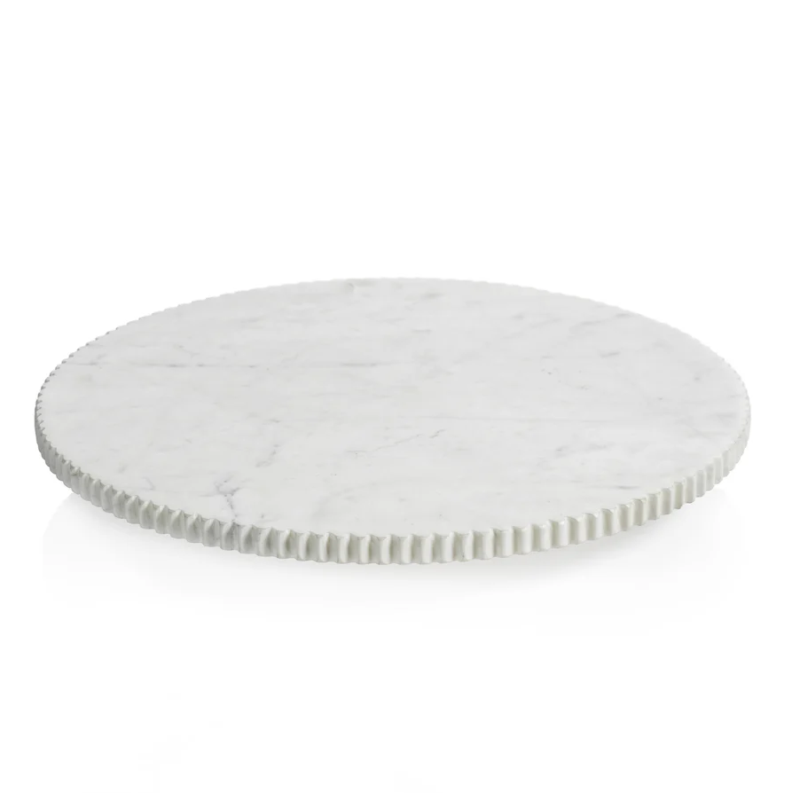 Ribbed Finish White Marble Lazy Susan - 13 Hub Lane   |  Lazy Susans