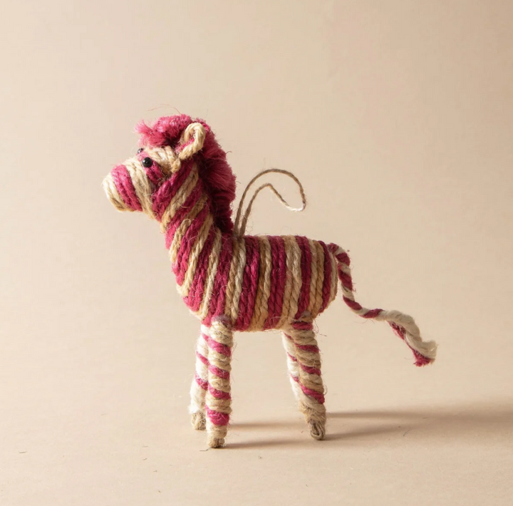 Handmade Jute Zebra - 13 Hub Lane   |  Animal Ornaments