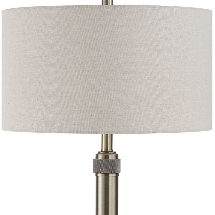 Diamond Knurl Floor Lamp, Antique Brass