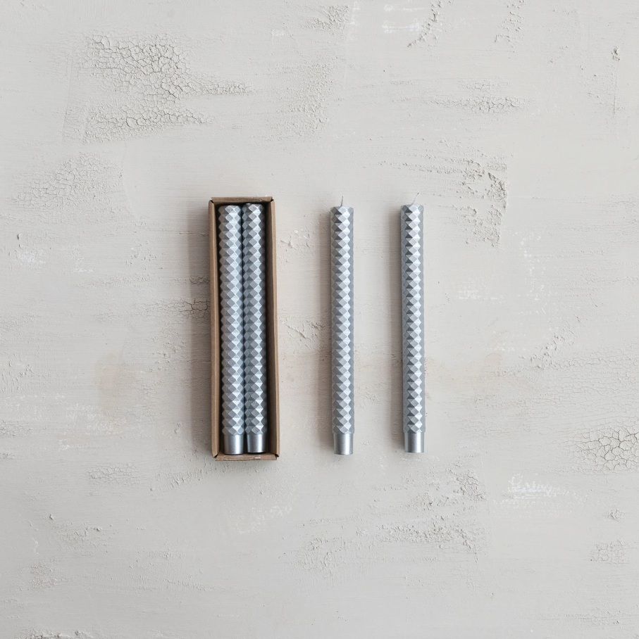 Unscented Faceted Taper Candles in Box - 13 Hub Lane   |  