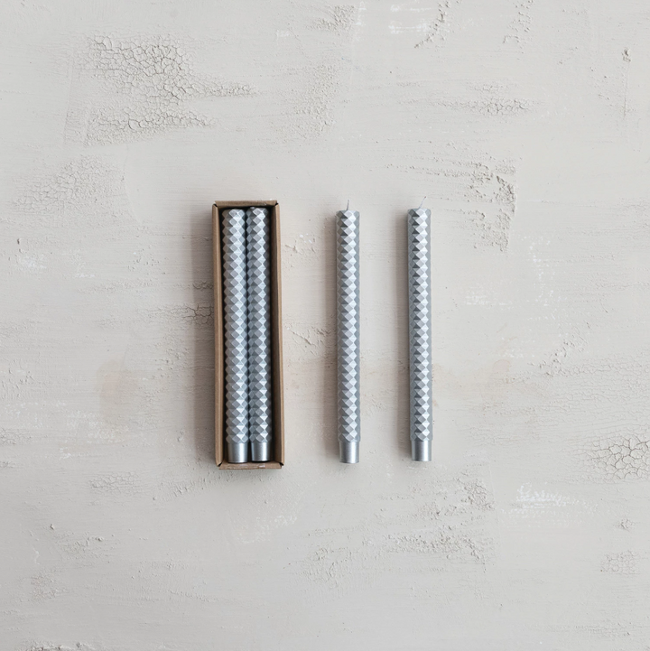 Unscented Faceted Taper Candles in Box - 13 Hub Lane   |  