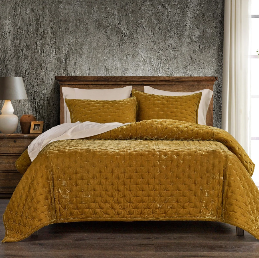 Stella Faux Silk Velvet, Saffron - 13 Hub Lane   |  
