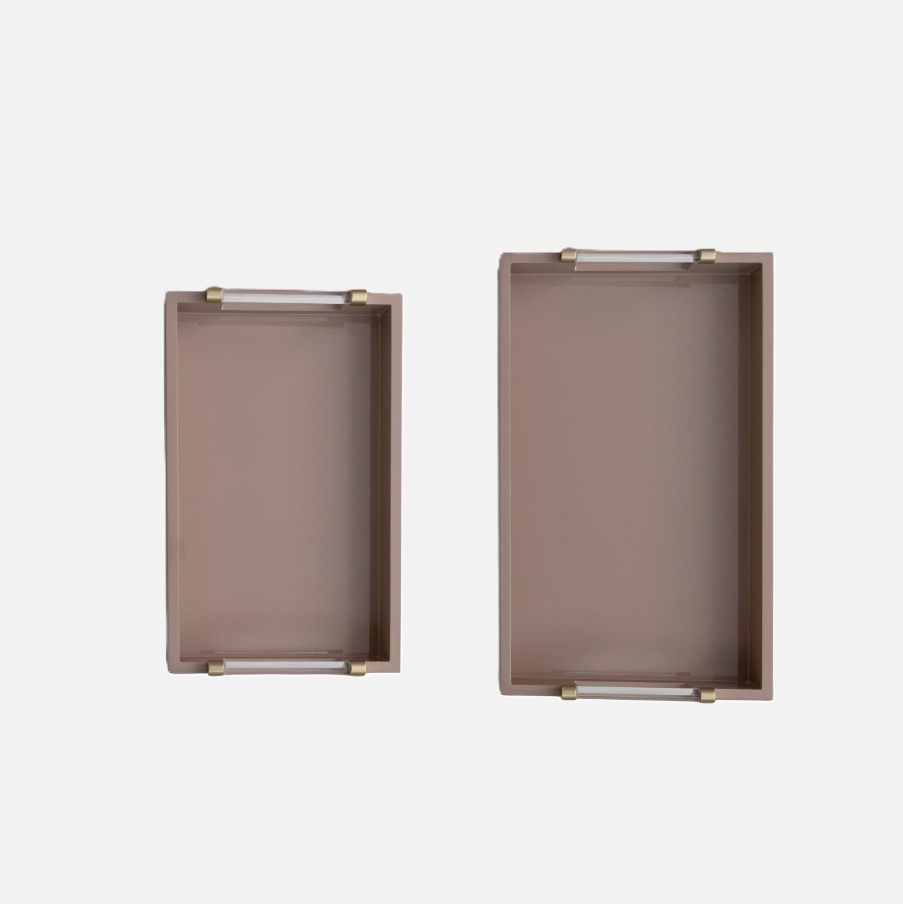 Lacquered Tray w/ Acrylic & Metal Handle