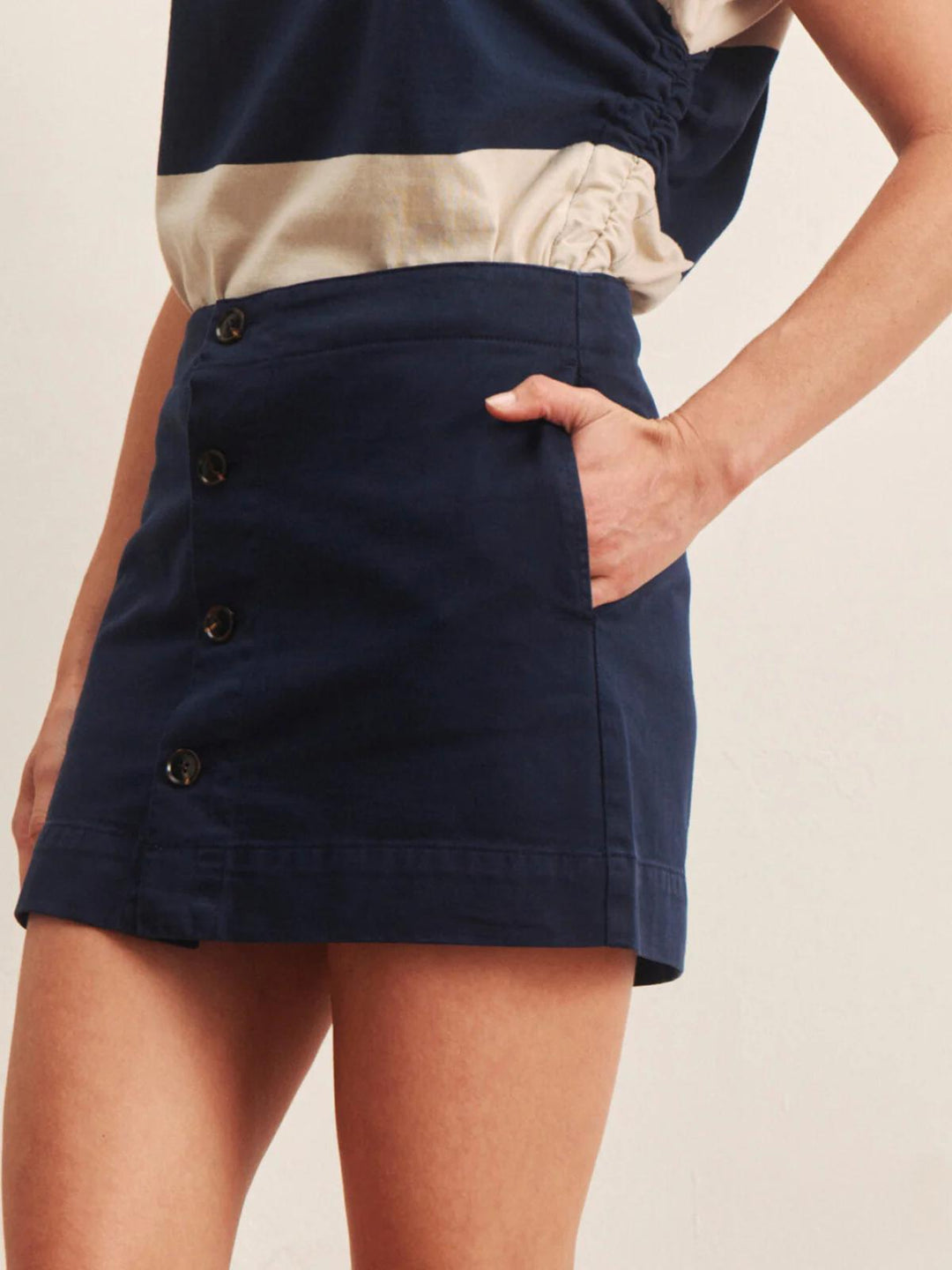Mila Mini Skirt, Navy Blazer