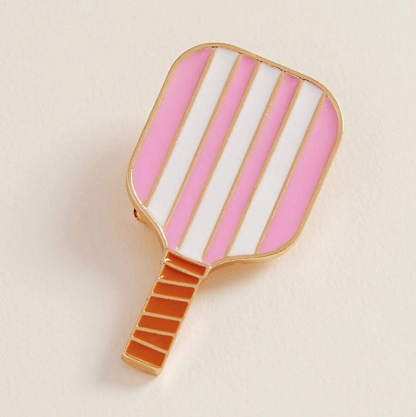 Enamel Pickleball Paddle Brooch - 13 Hub Lane   |  