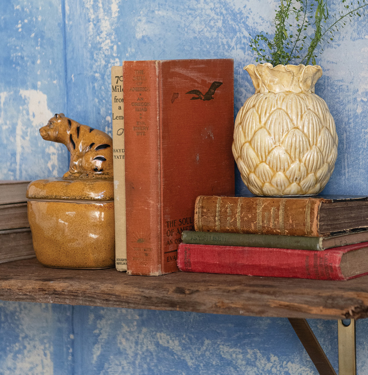 Stoneware Box w/ Tiger Handle