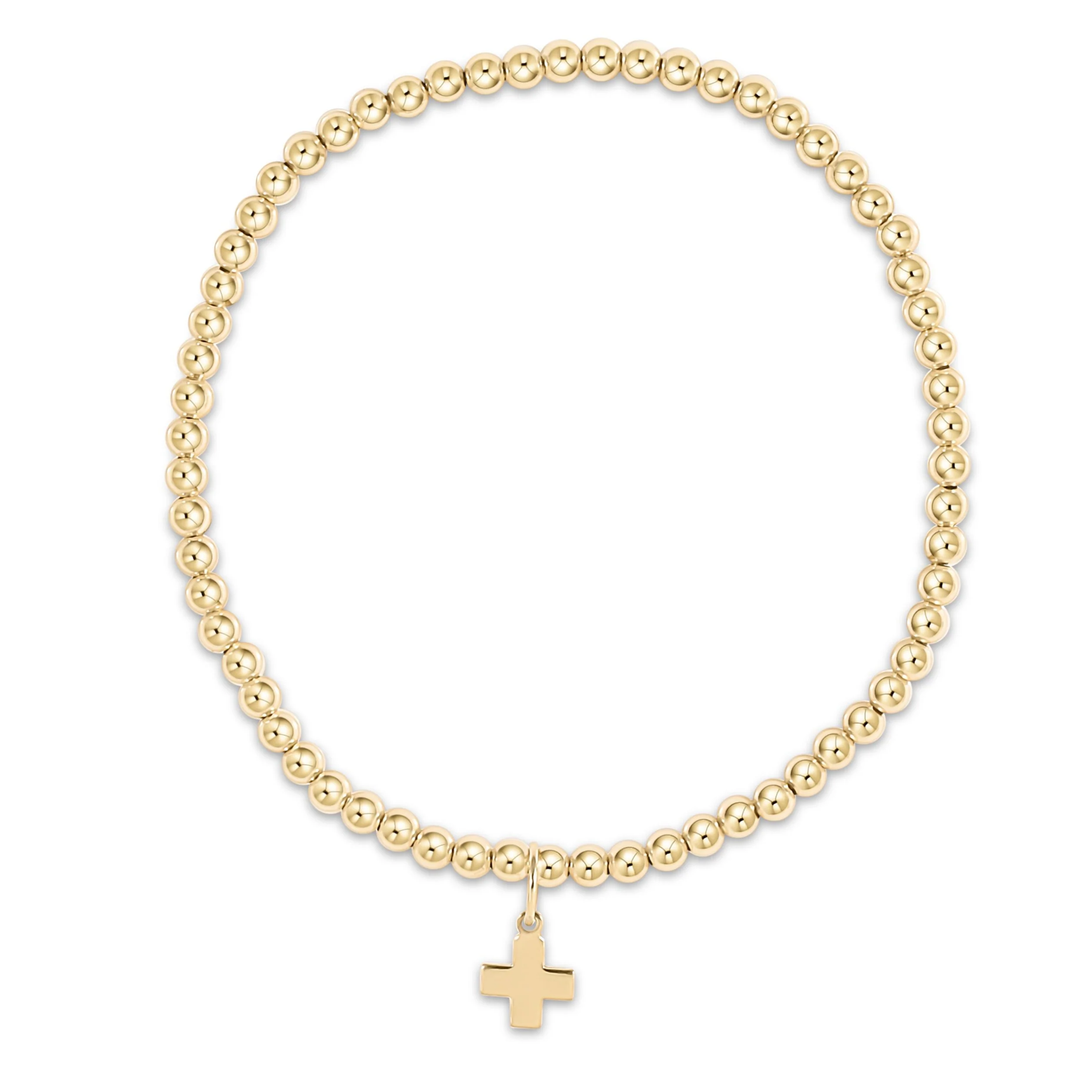 enewton Classic Gold 3mm Bead Bracelet Signature Cross Charm - 13 Hub Lane   |  