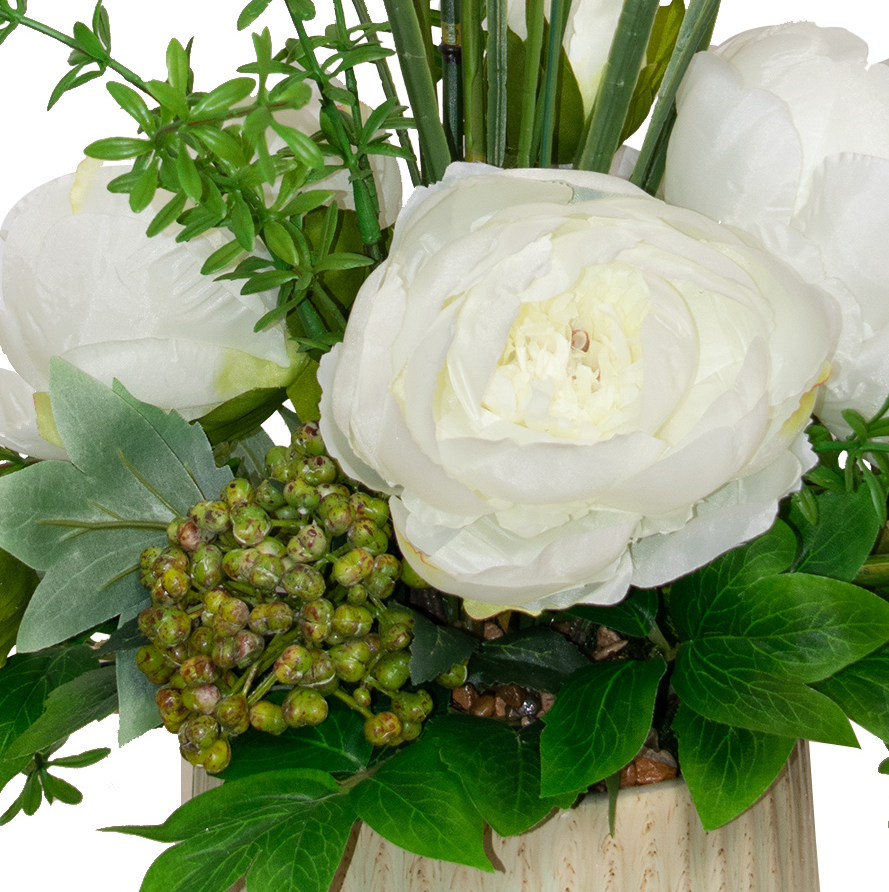 Peonies w/ Grass/Reeds, Cream Pot - 13 Hub Lane   |  