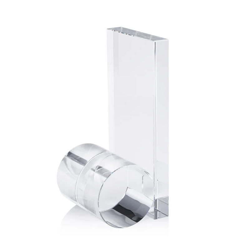 Rolled Crystal Bookends, Clear - 13 Hub Lane   |  Glass Bookends