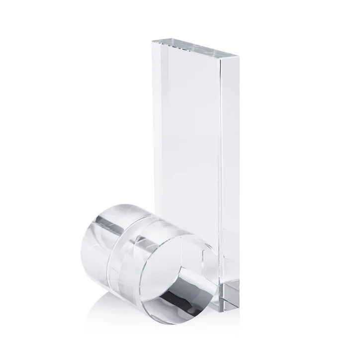 Rolled Crystal Bookends, Clear - 13 Hub Lane   |  Glass Bookends