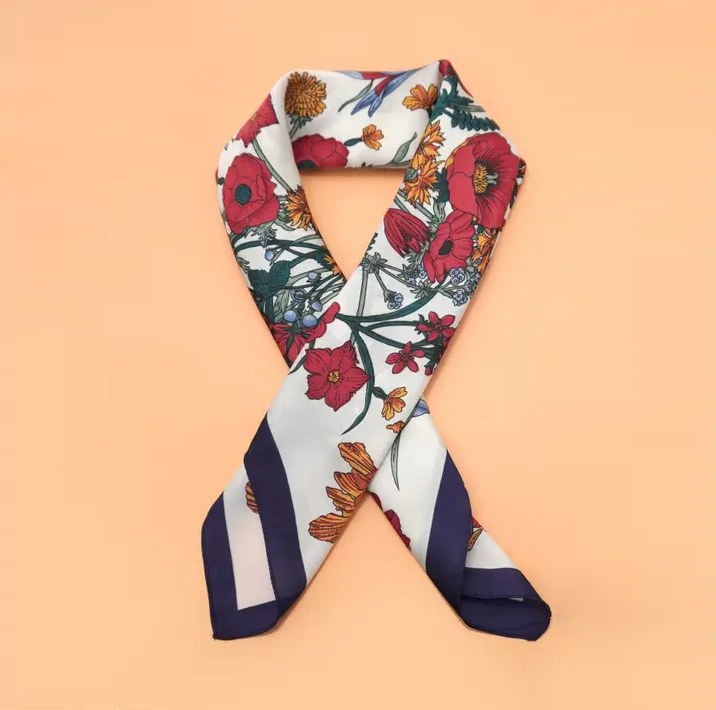 Large Floral Print Bandana Scarf, Off-White - 13 Hub Lane   |  Bandanas
