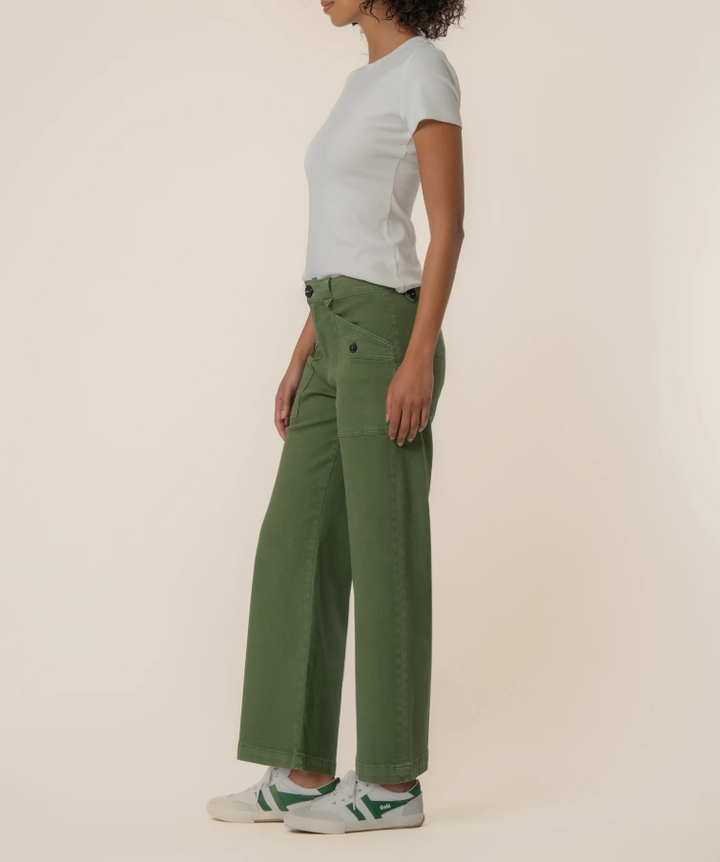 Kut From the Kloth Meg High Rise Wide Leg, Dill - 13 Hub Lane   |  Cropped Wide Leg Pants