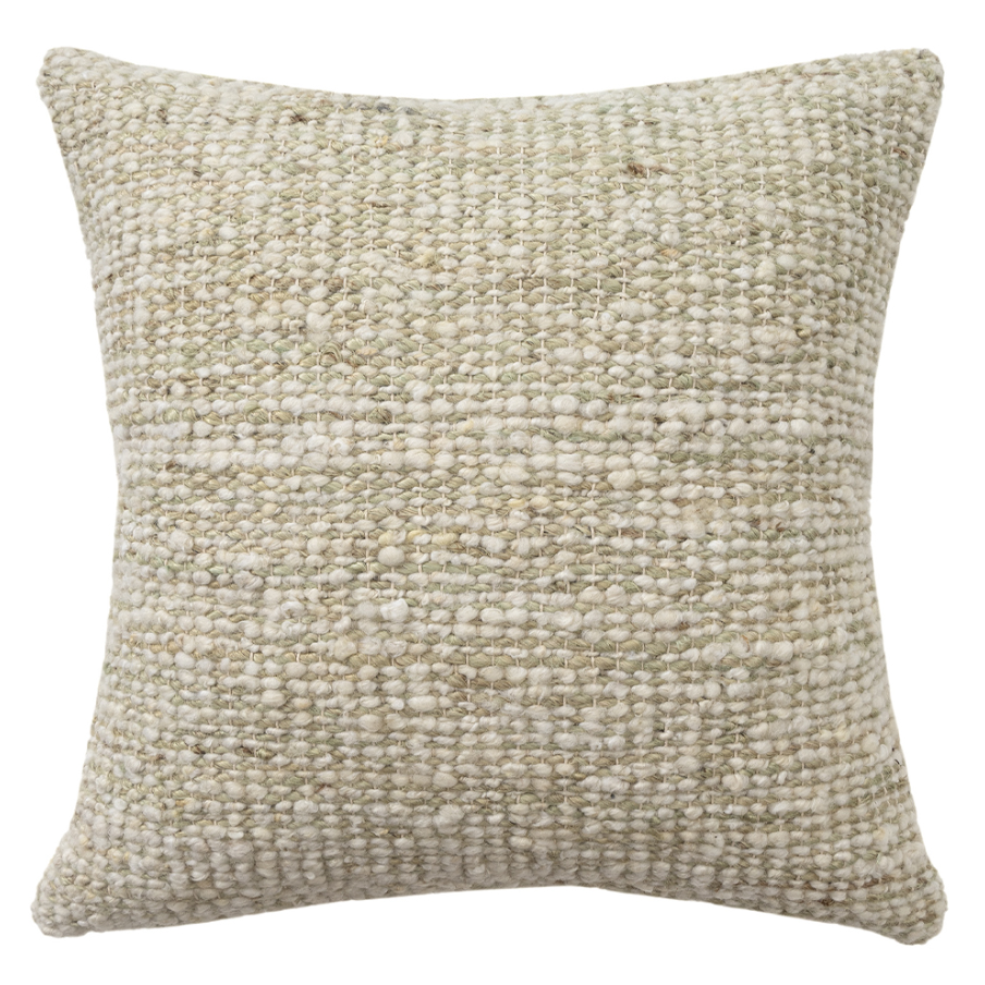 Ivory & Green Wool Pillow