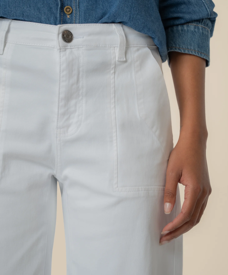 Kut From the Kloth Ashton High Rise Wide Leg Barrel,Optic White
