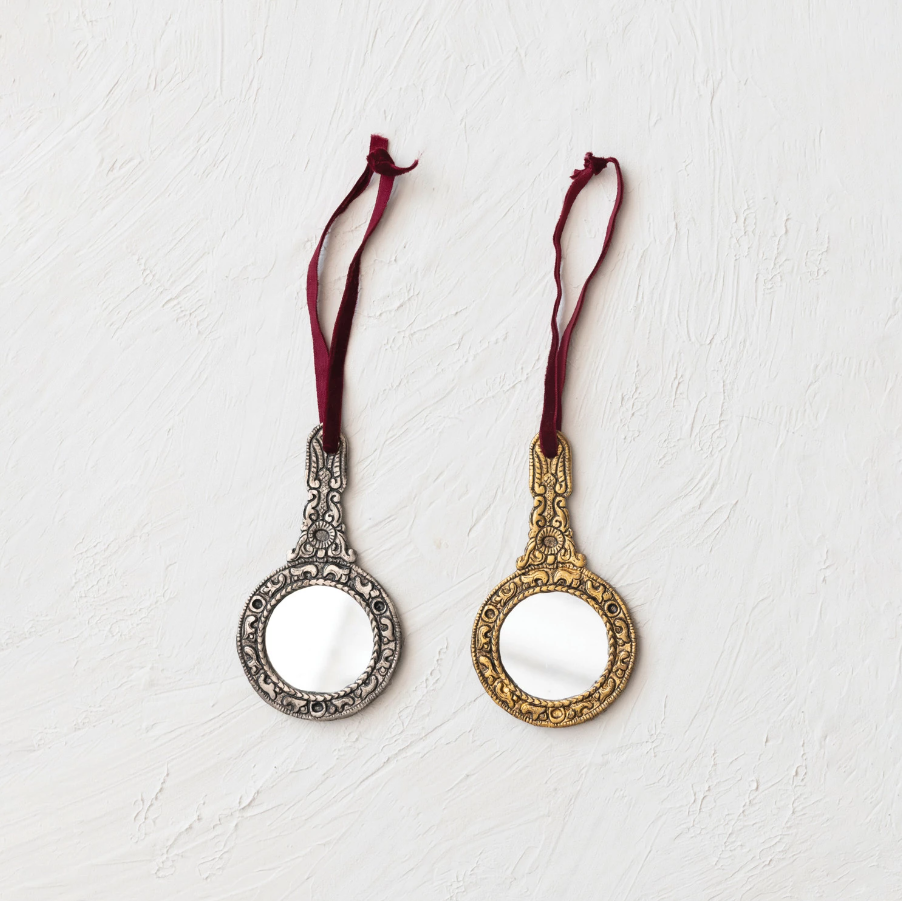 Embossed Hand Mirror Ornament - Thumbnail 3