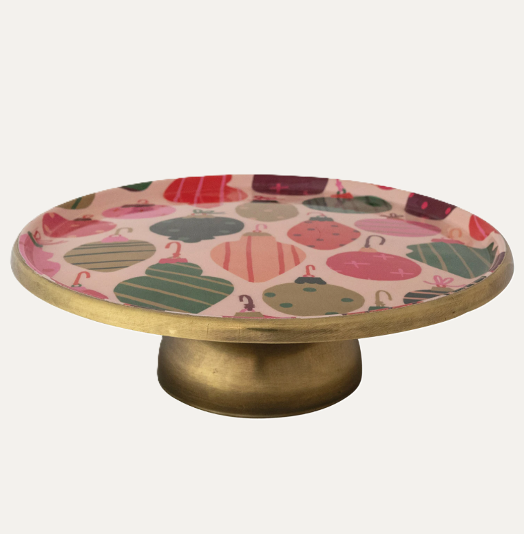 Ornament Enameled Pedestal Tray
