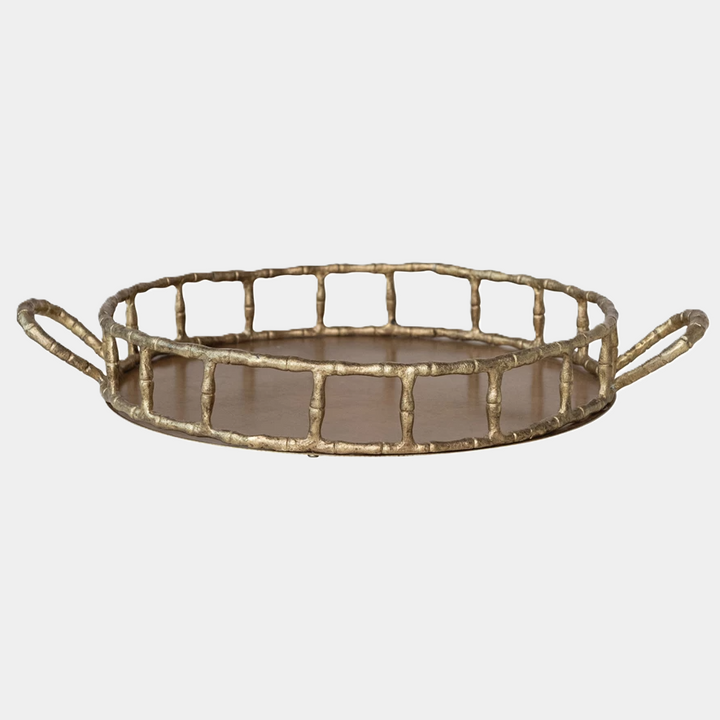 Aluminum Faux Bamboo Tray w/ Handles - 13 Hub Lane   |  Metal Trays
