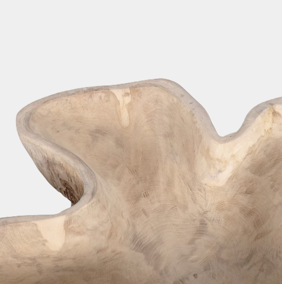 Organic Teak Wood Carved Bowl, Natural - 13 Hub Lane   |  
