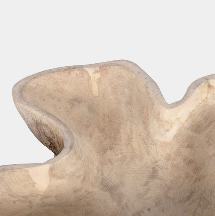 Organic Teak Wood Carved Bowl, Natural - 13 Hub Lane   |  