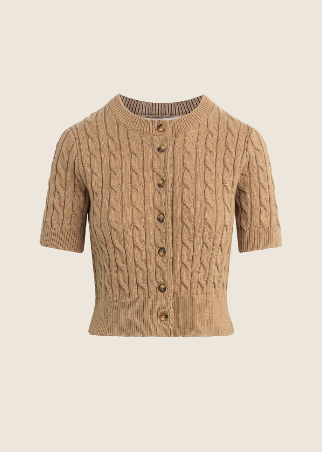The Cafe Cable Cardigan, Camel