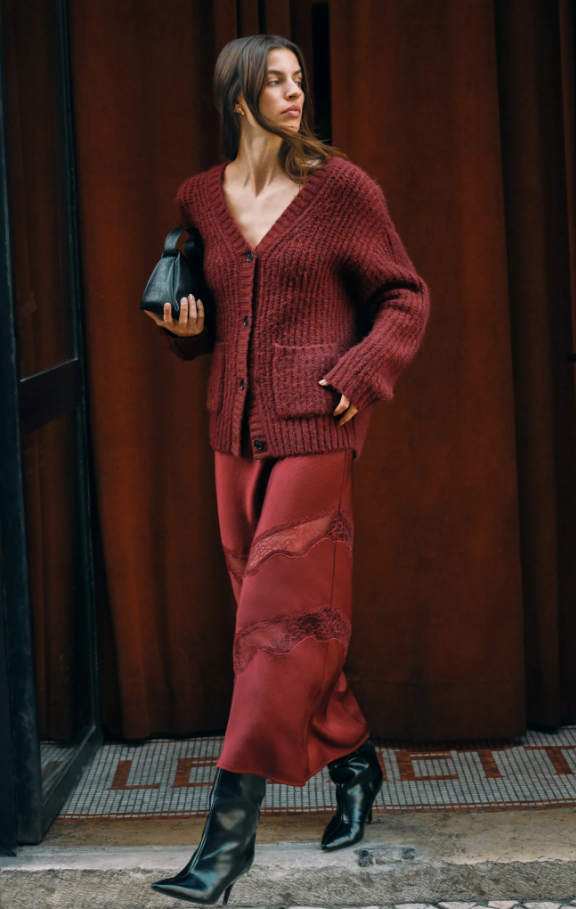 Whitmore Oversized Cardigan, Velvet Rouge