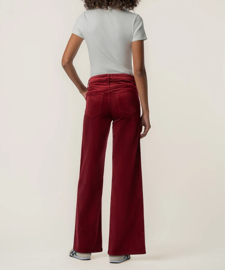 Kut From The Kloth Jean Velveteen High Rise Flare, Cranberry - 13 Hub Lane   |  