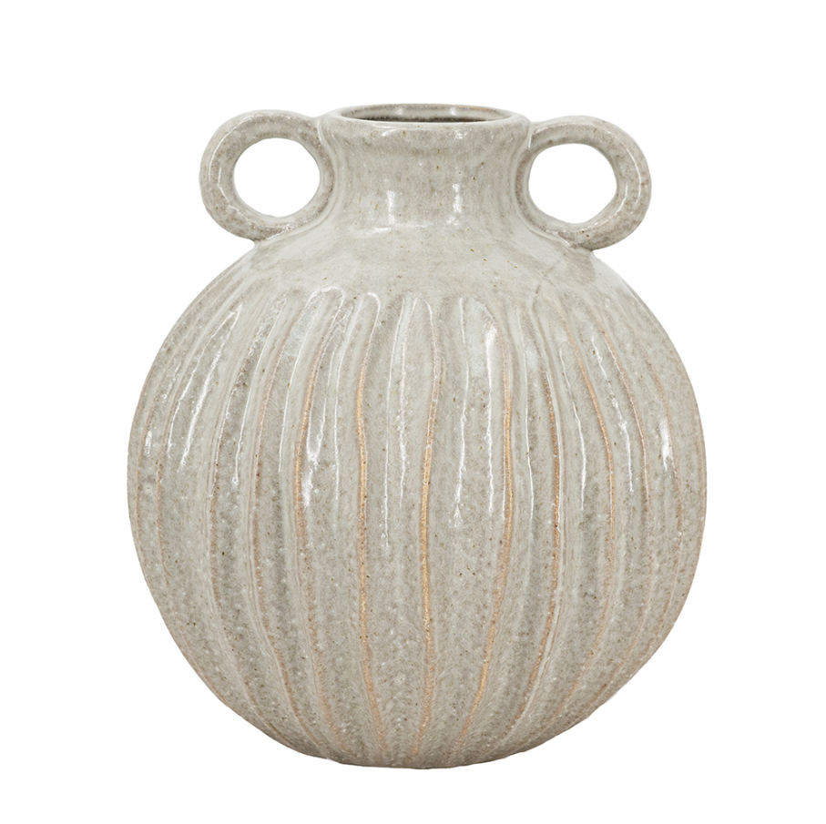 Round Textured Vase w/ Handles - 13 Hub Lane   |  