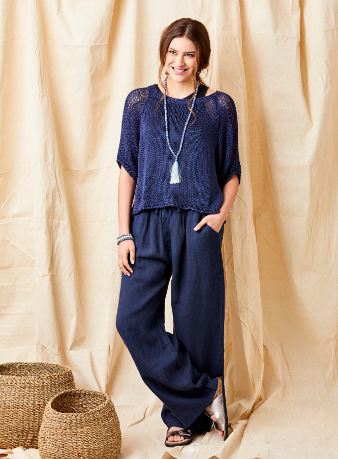 Lauren Linen Palazzos, Navy