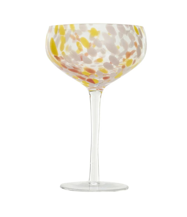 Blown Stemmed Confetti Champagne/Coupe Glass