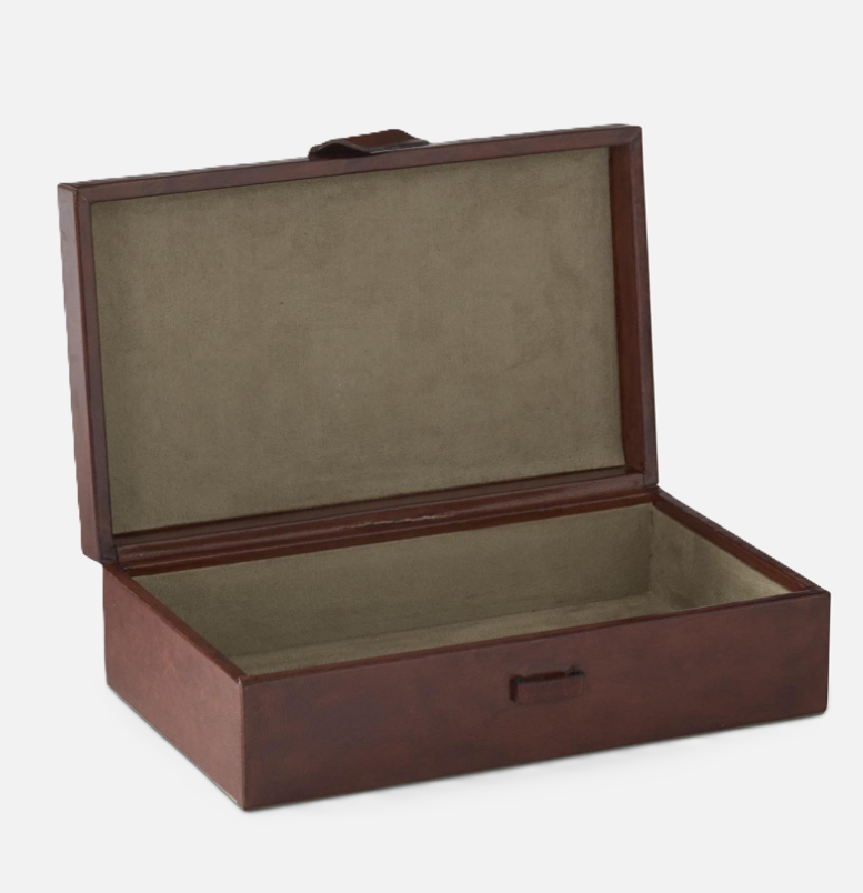 Brown Leather & Brass Buckle Box