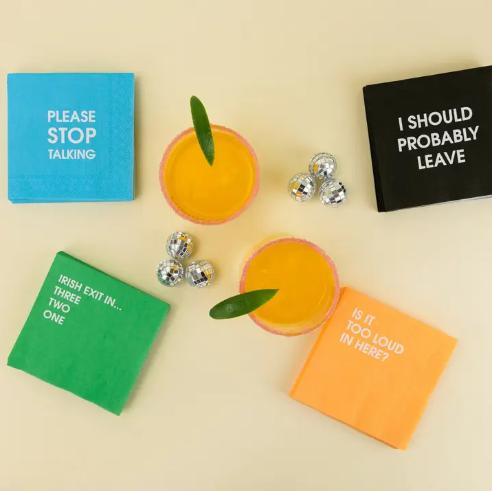 I Should Probably Leave - Cocktail Napkins - 13 Hub Lane   |  Funny Cocktail Napkins