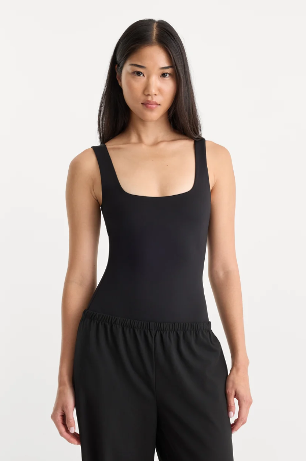 Sculpting Modern Tank Bodysuit, Black