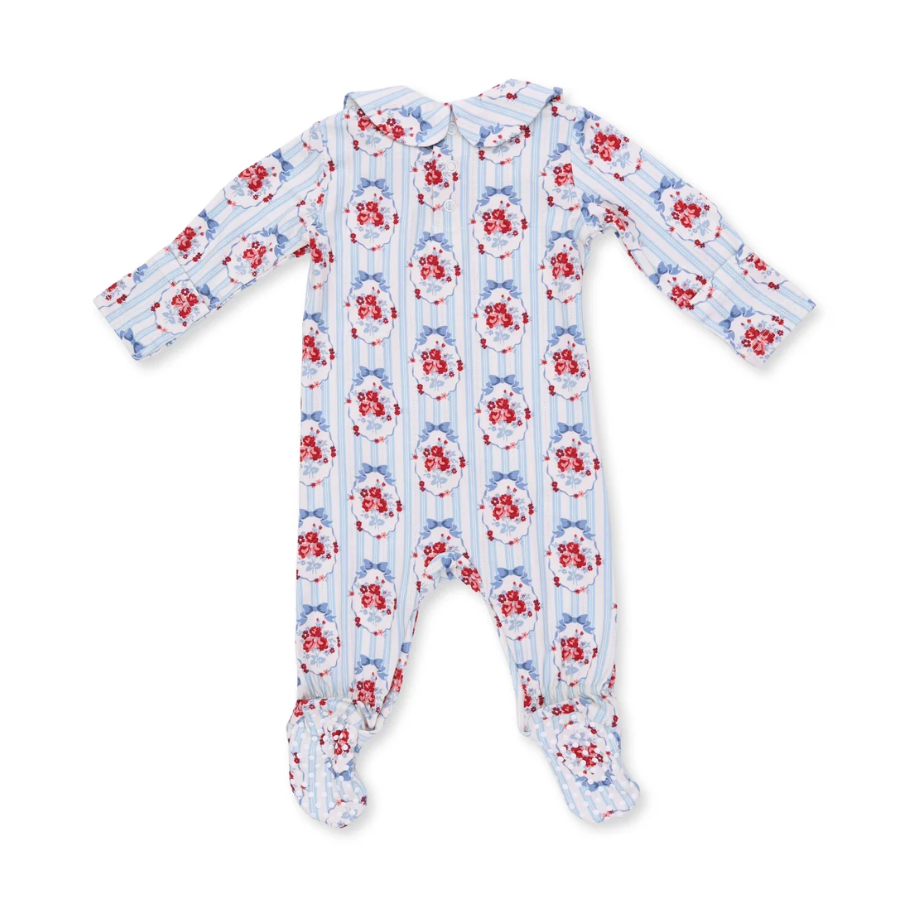 Beverly Cameo Stripe - Smocked Peter Pan Snap Footie