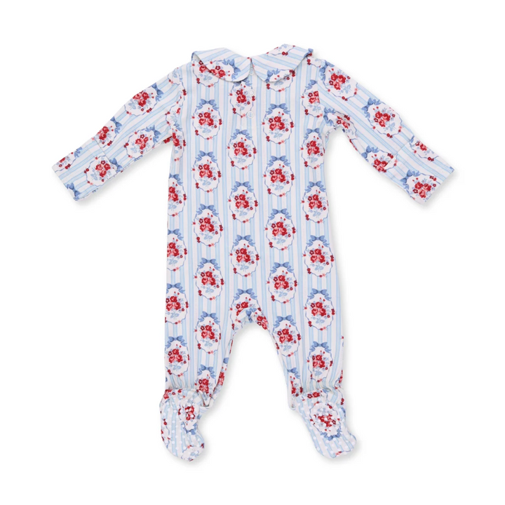 Beverly Cameo Stripe - Smocked Peter Pan Snap Footie