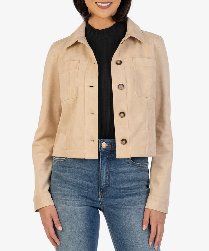 Kut From The Kloth Matilda Faux Suede Crop Trucker Jacket