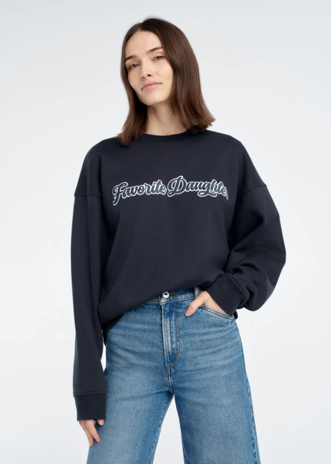 Favorite Daughter Varsity Embroidered Sweatshirt, Navy w/ White