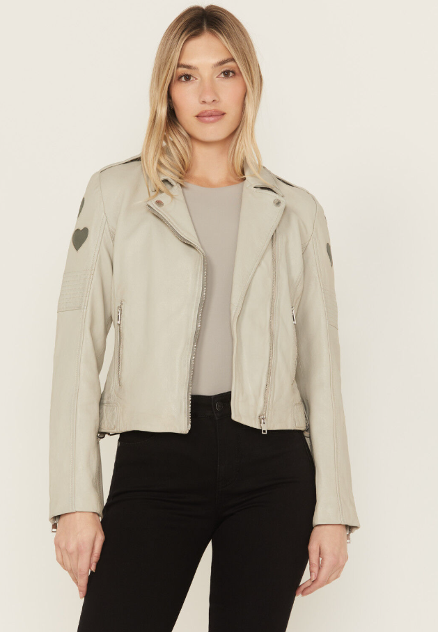 Reo Heart Moto Jacket, Off-White - 13 Hub Lane   |  Leather Jackets