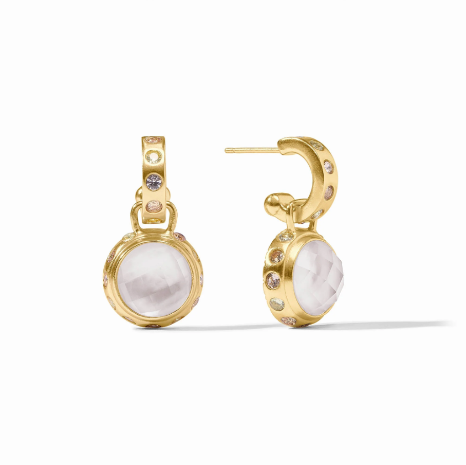 Julie Vos Rainbow Hoop & Charm Earring, Iridescent Clear Crystal - 13 Hub Lane   |  Charm Earrings