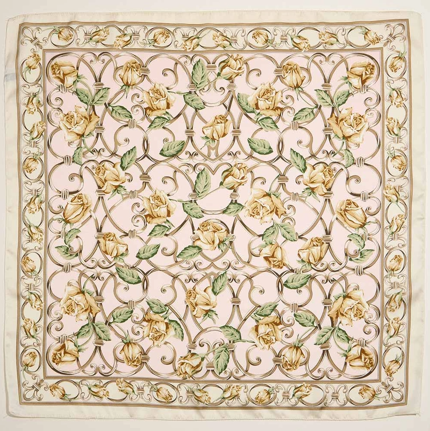 Vintage Rose Chain Silky Satin Scarf