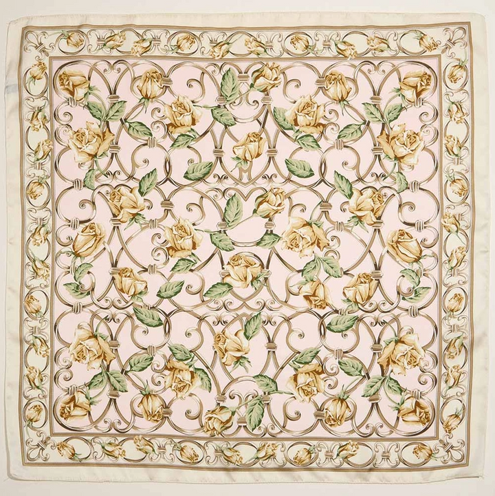 Vintage Rose Chain Silky Satin Scarf