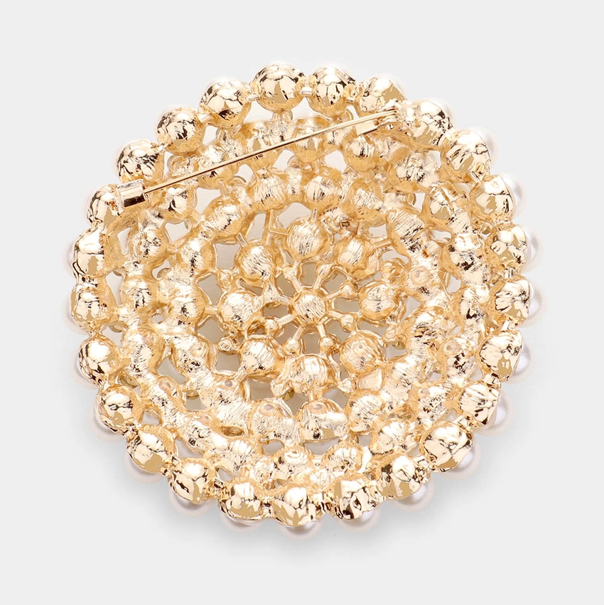 Pearl Cluster Round Brooch