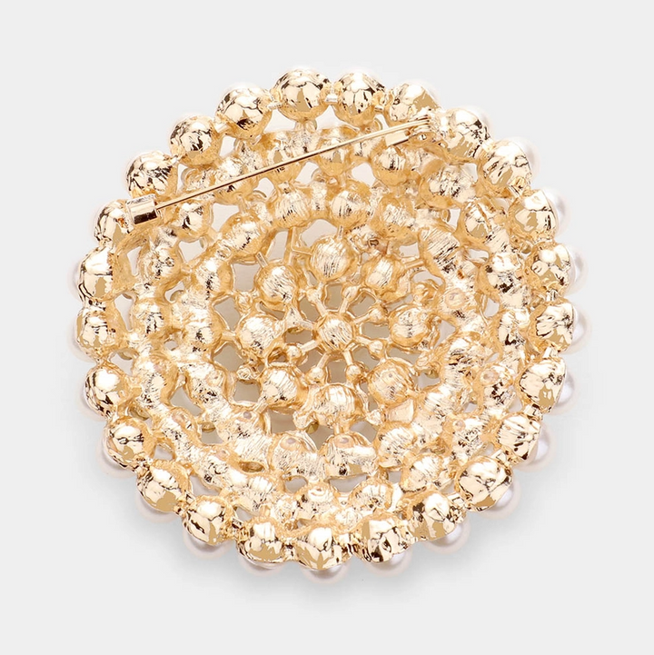Pearl Cluster Round Brooch