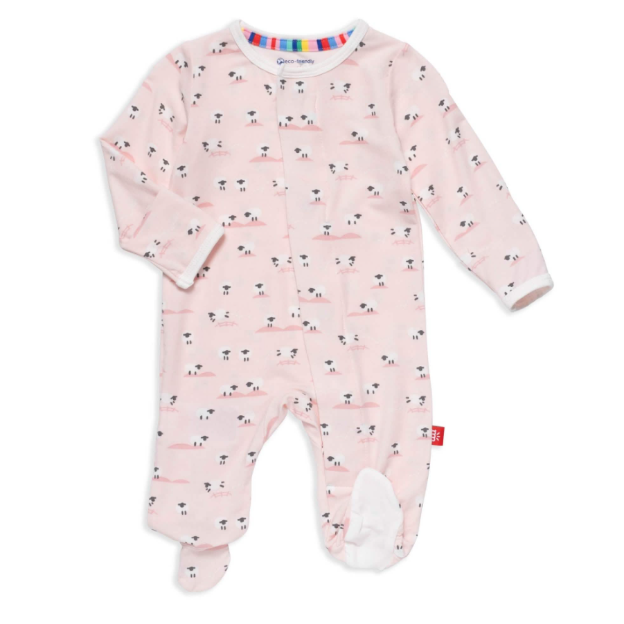 pink baa baa baby modal magnetic footie - 13 Hub Lane   |  Footies